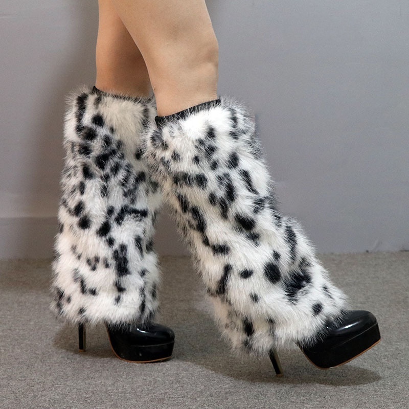 Faux Fur Leg Warmers Winter Soft Fluffy Boot Covers Plush Boots Socks Sleeve